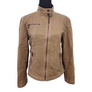 BLACK RIVET Canvas Moto Jacket Medium Womens - Tan Cotton Quilted Lining Coat